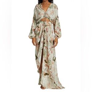 Like New 100% Silk Maxi skirt tropical floral print, size 6